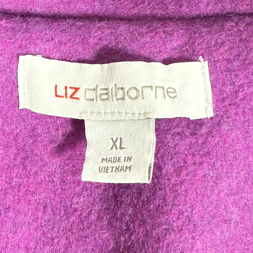 Liz Claiborne XL Coat Womens Wool Single Breasted Mid Length Jacket Purple - Picture 3 of 8